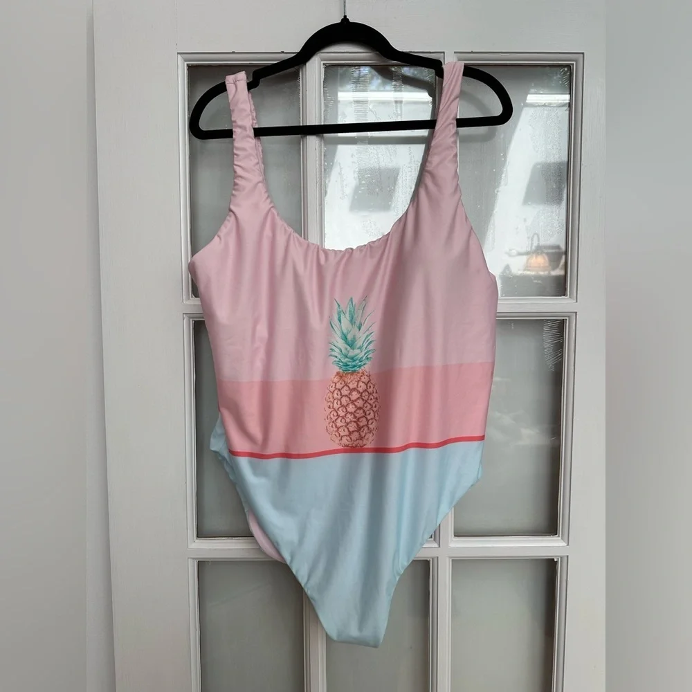 The Bikini Lab Pineapple Pop Art One Piece Swimsuit Plus Size 2X NWOT